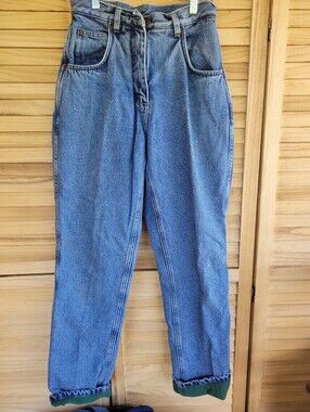 Woolrich Women's Fleece Lined Jeans 4 Denim Medium Wash Cotton Straight Winter